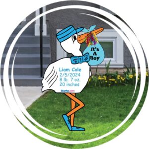 It's a Boy Stork Sign Personalized on Lawn