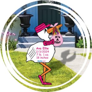 It's a Girl Stork Sign Personalized on Lawn