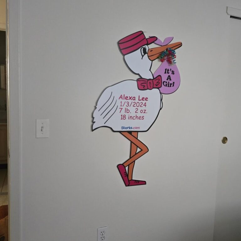 Stork Sign Wall Mount Baby Girl
