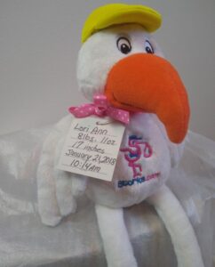 Plush Stork Keepsake Tag