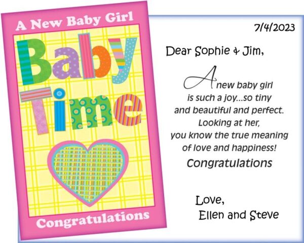 A New Baby Girl – Baby Time Card