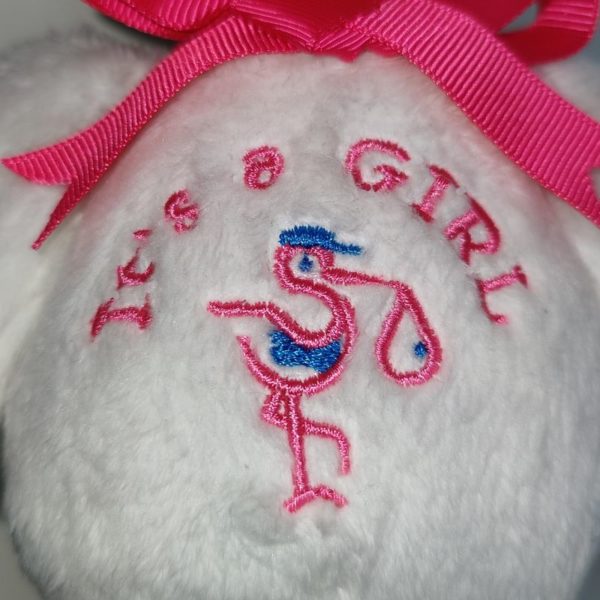 It's a GIRL Plush Stork Embroidery