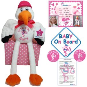 It's a GIRL Plush Stork Package Personalized