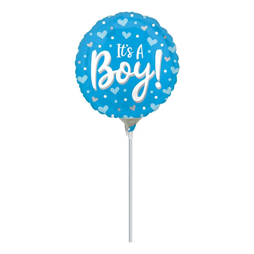 كتيب ينبغي شريط  It's a Boy 4 inch Foil Balloon on Stick | Storks.com