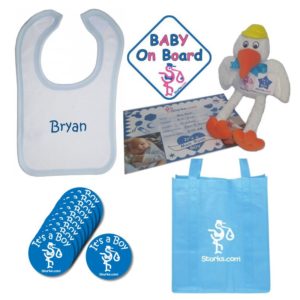 Embroidered Personalized Blue Baby Bib Bundle