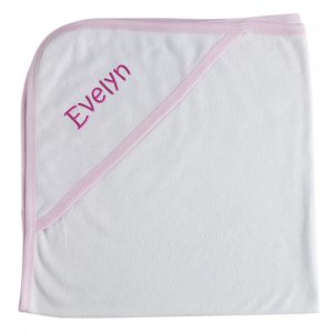 Personalized Embroidered Hooded Bath Towel Pink Trim