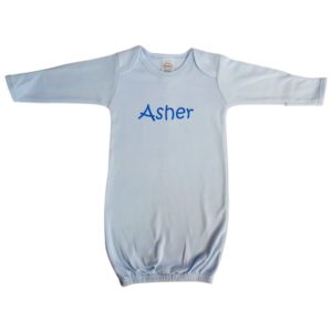 Personalized Interlock Infant Gown Blue