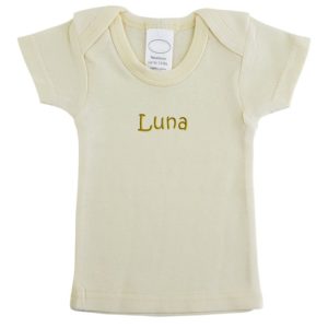 Personalized Embroidered Rib Knit Yellow Short Sleeve Lap T-Shirt