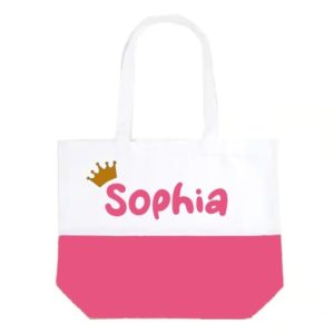 Two Tone Personalized Tote Bag in Pink