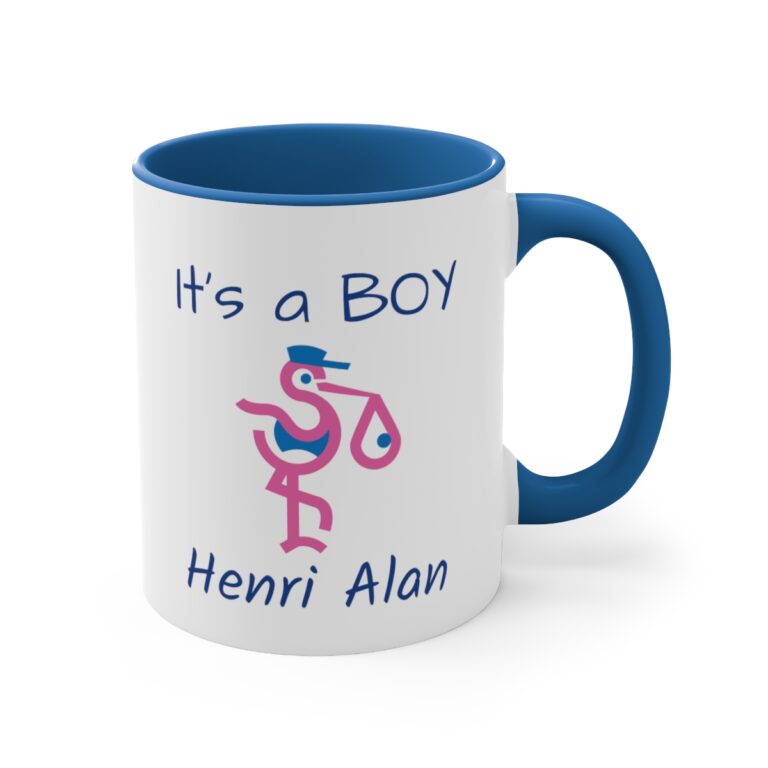 It’s a BOY Blue/White Personalized Stork Mug