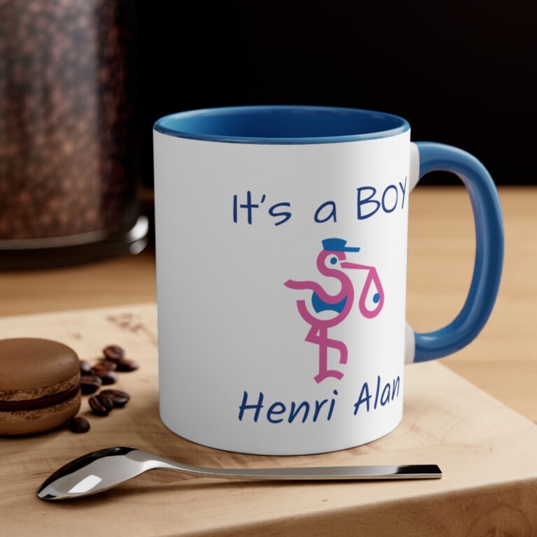 It’s a BOY Blue/White Personalized Stork Mug - Image 4