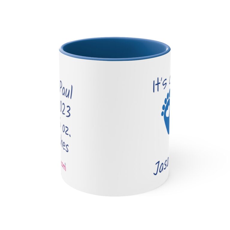 Baby Boy Blue/White Personalized Accent Mug - Image 2