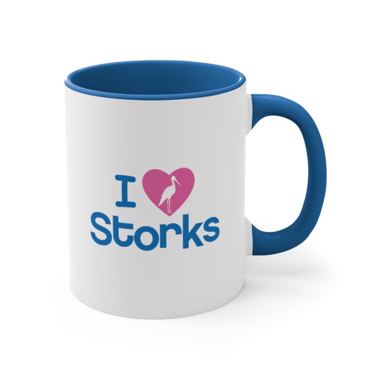 I Love Storks Baby Boy Blue/White Personalized Accent Mug