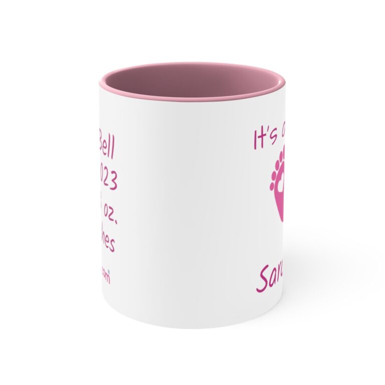 Baby Girl Pink/White Personalized Accent Mug - Image 2