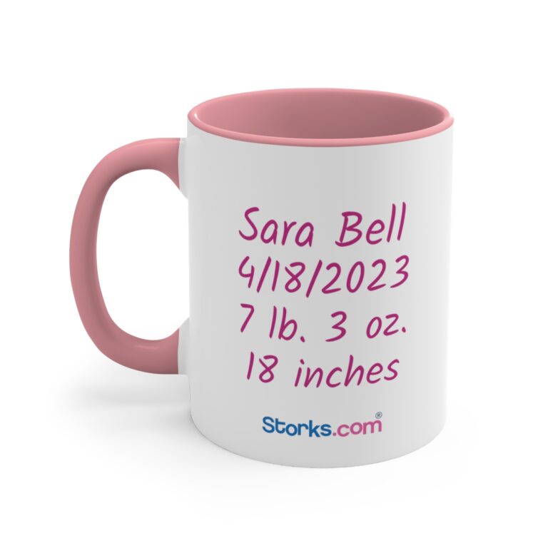 Baby Girl Pink/White Personalized Accent Mug - Image 3