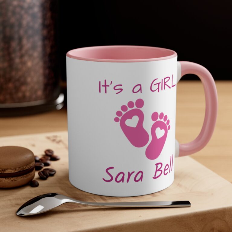 Baby Girl Pink/White Personalized Accent Mug - Image 4