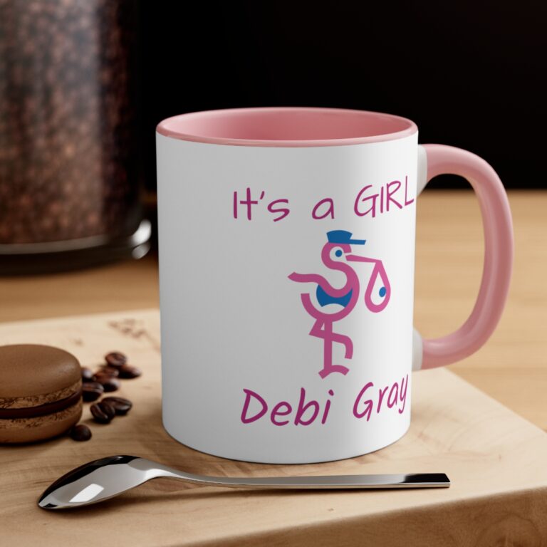 It's a GIRL Pink/White Personalized Stork Mug - Image 4