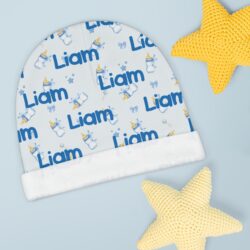 Personalized Blue Bottle Baby Beanie