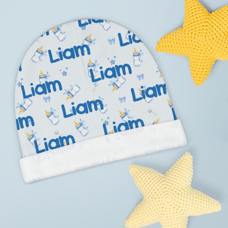 Personalized Blue Bottle Baby Beanie