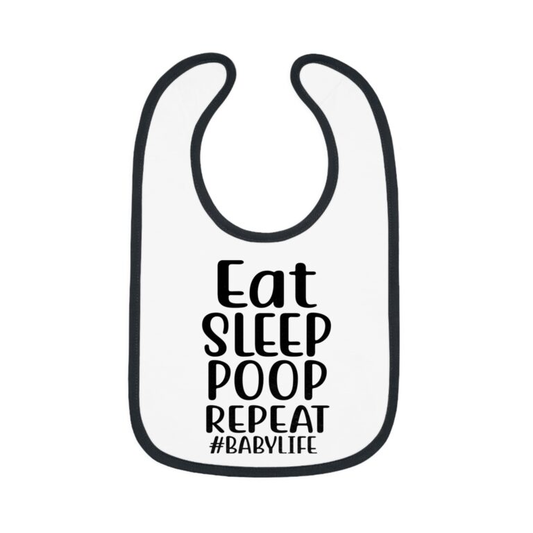 Eat, Sleep, Poop, Repeat Contrast Trim Bib - Image 16