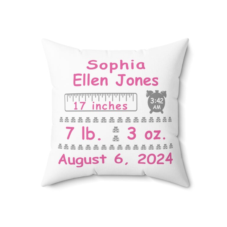 Personalized Baby Girl Birth Stats Pillow - Image 7