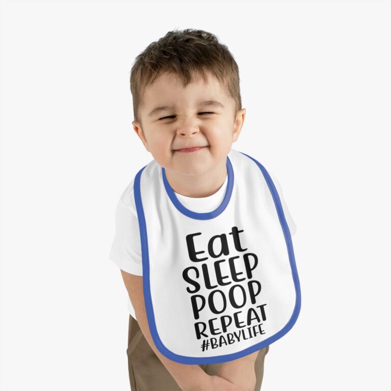 Eat, Sleep, Poop, Repeat Contrast Trim Bib - Image 15