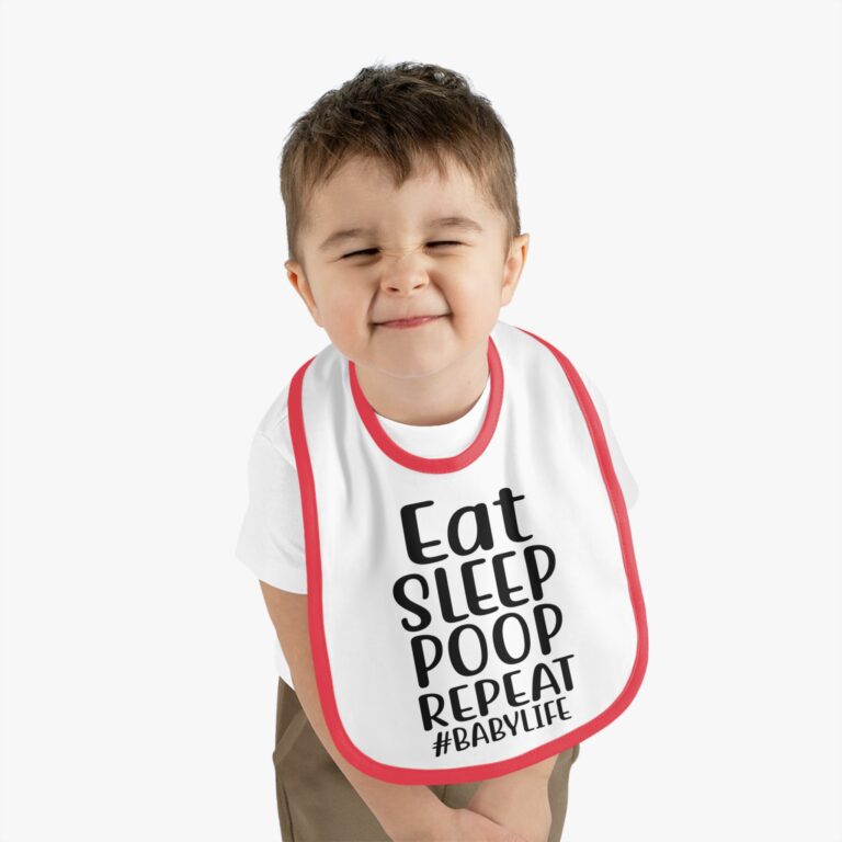 Eat, Sleep, Poop, Repeat Contrast Trim Bib - Image 12