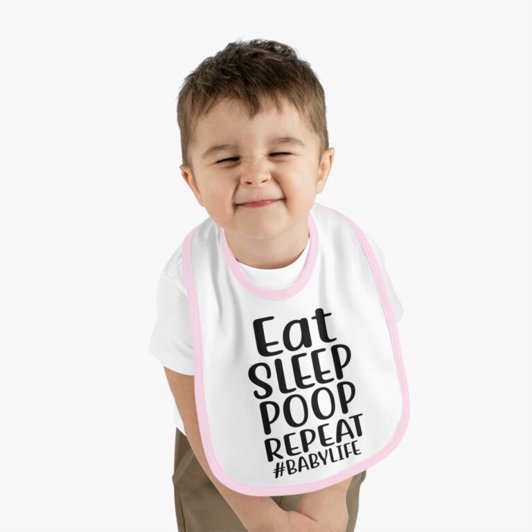 Eat, Sleep, Poop, Repeat Contrast Trim Bib - Image 9