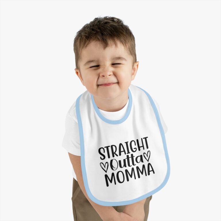 Straight Outta Momma Contrast Trim Bib - Image 6