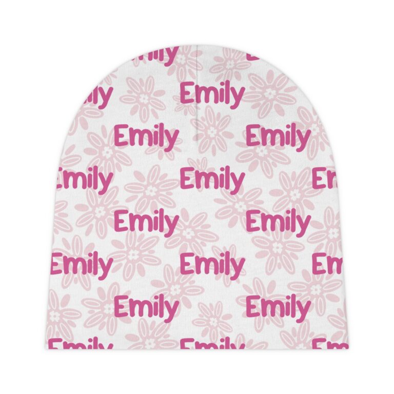 Personalized Pink Flowers Baby Beanie - Image 3