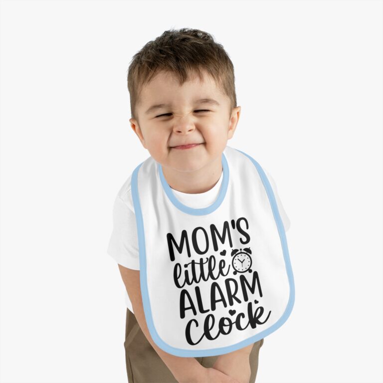 Mom's Little Alarm Clock Contrast Trim Bib - Image 6