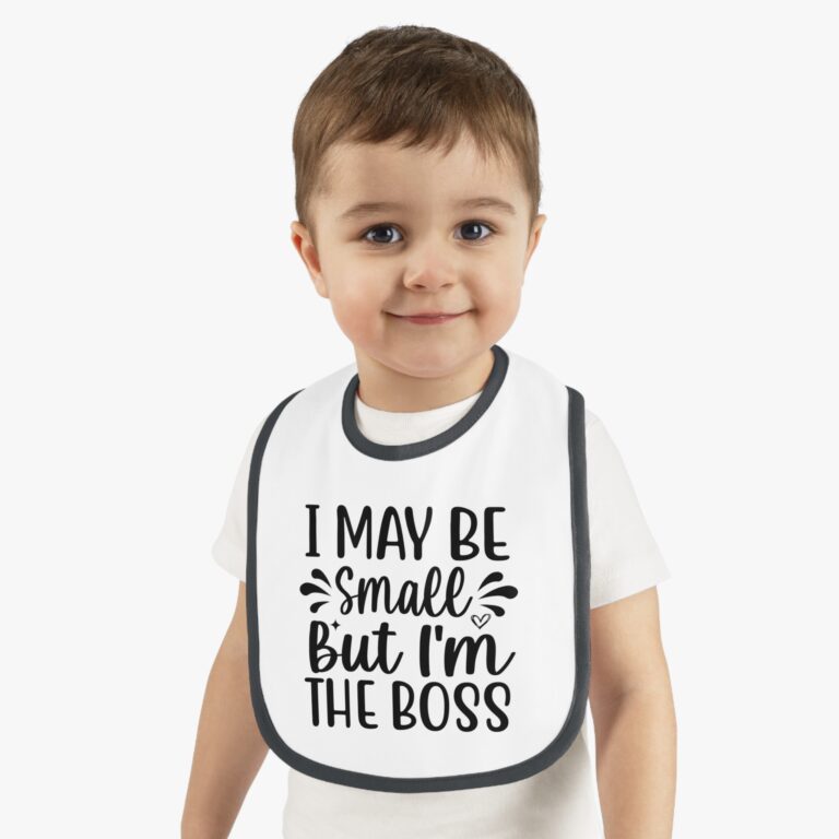 I Maybe Small But I'm The Boss Contrast Trim Bib - Image 2