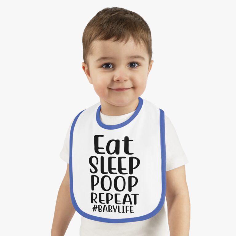 Eat, Sleep, Poop, Repeat Contrast Trim Bib - Image 14