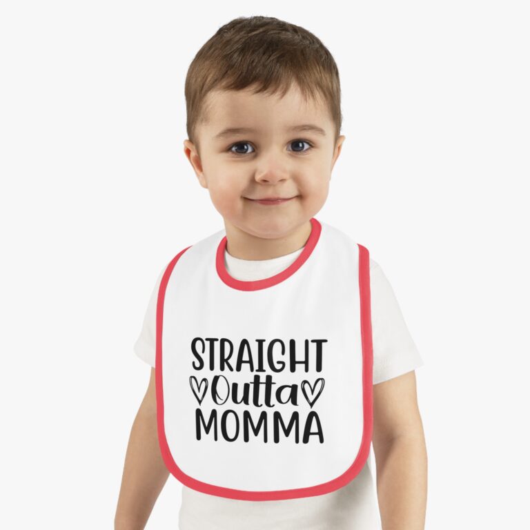 Straight Outta Momma Contrast Trim Bib - Image 11