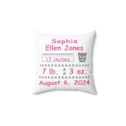 Personalized Baby Girl Birth Stats Pillow