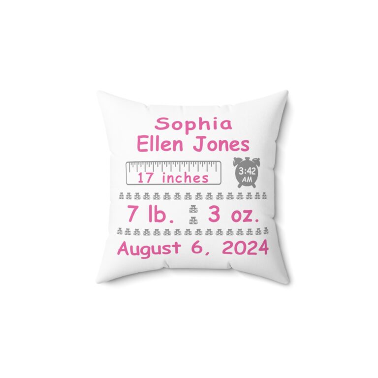 Personalized Baby Girl Birth Stats Pillow