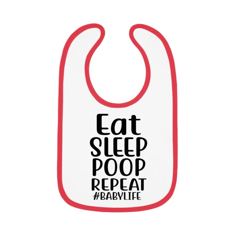 Eat, Sleep, Poop, Repeat Contrast Trim Bib - Image 10