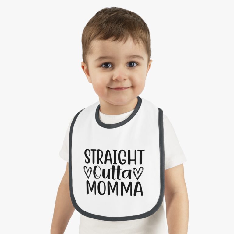 Straight Outta Momma Contrast Trim Bib - Image 2