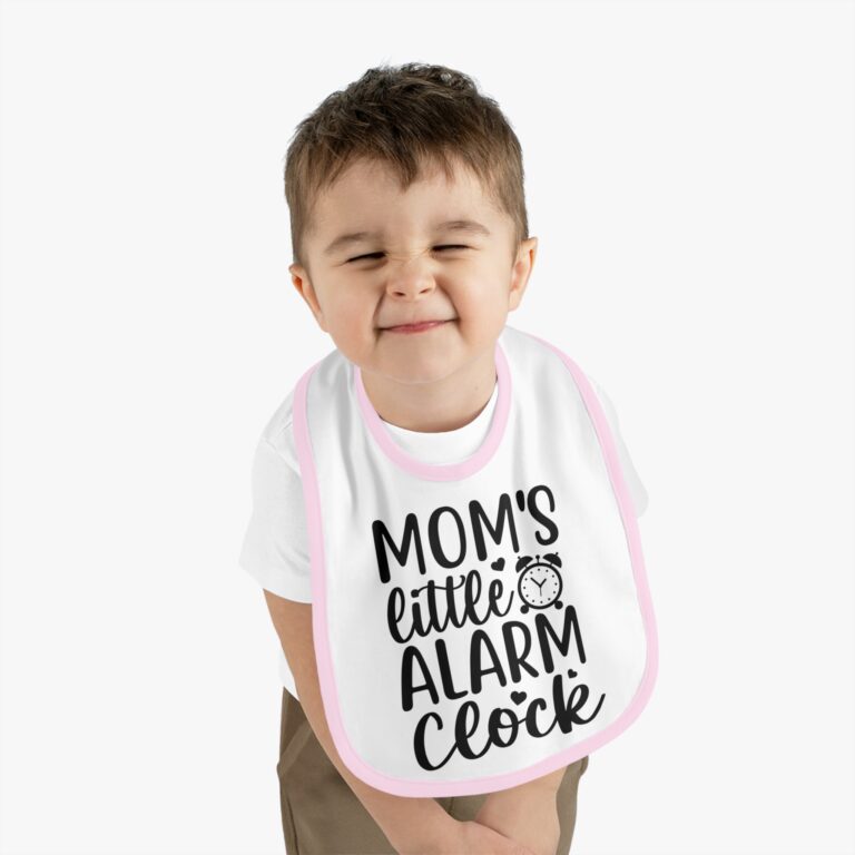 Mom's Little Alarm Clock Contrast Trim Bib - Image 9