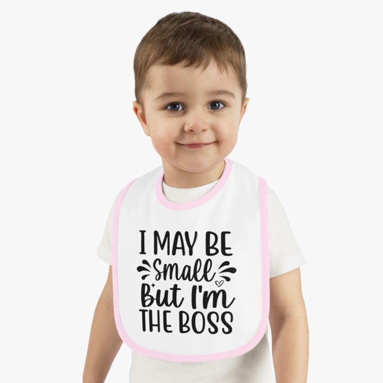 I Maybe Small But I'm The Boss Contrast Trim Bib - Image 8