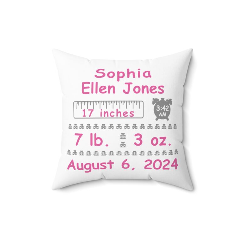 Personalized Baby Girl Birth Stats Pillow - Image 4