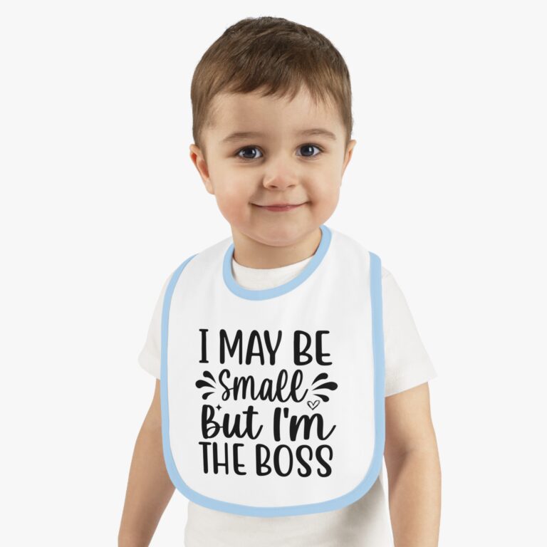 I Maybe Small But I'm The Boss Contrast Trim Bib - Image 5
