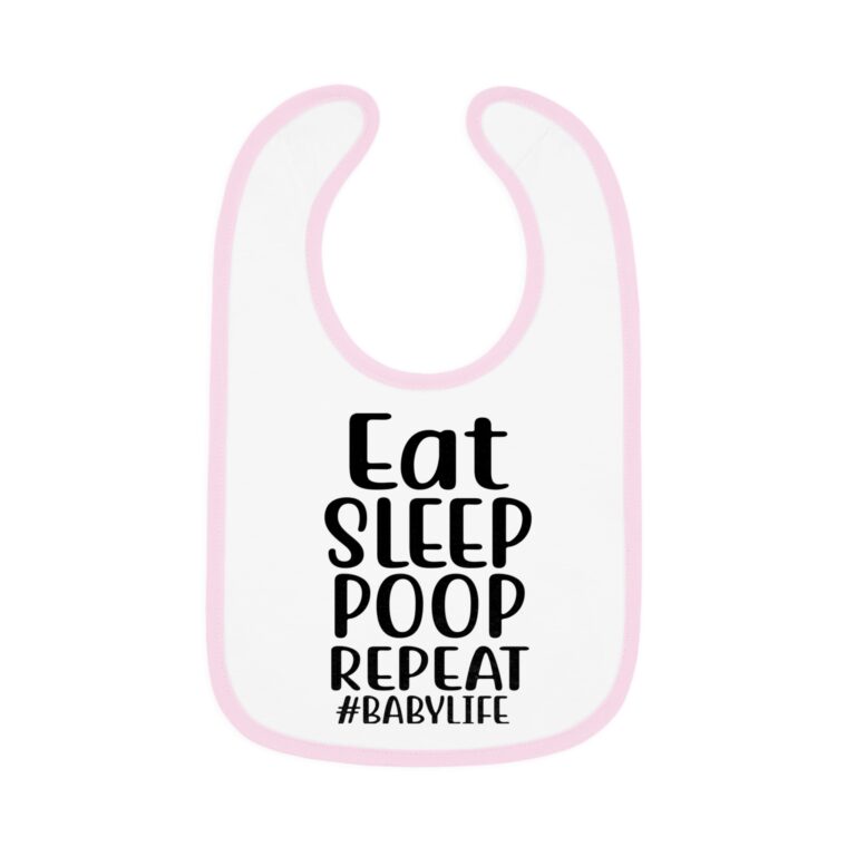 Eat, Sleep, Poop, Repeat Contrast Trim Bib - Image 7