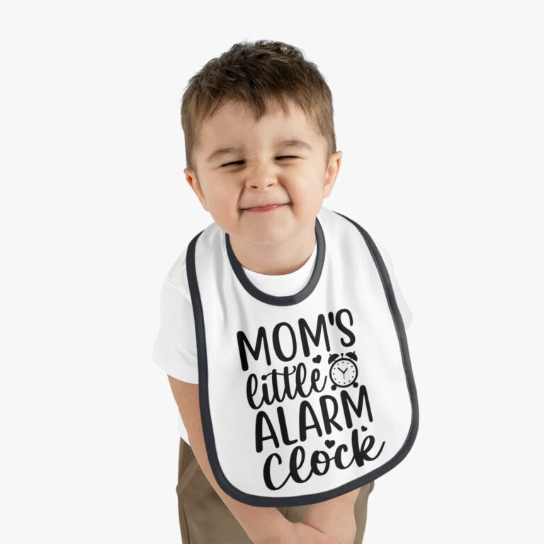 Mom's Little Alarm Clock Contrast Trim Bib - Image 3
