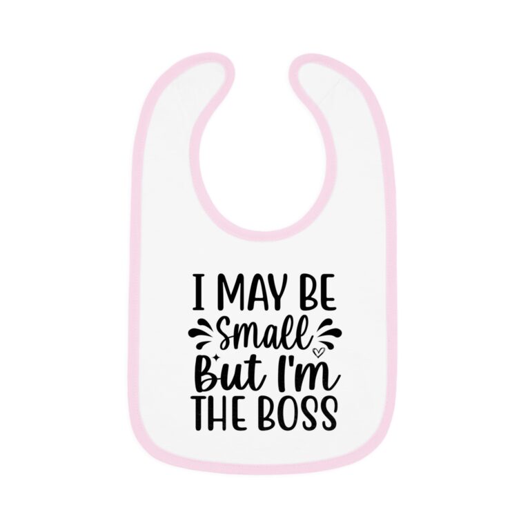 I Maybe Small But I'm The Boss Contrast Trim Bib - Image 7