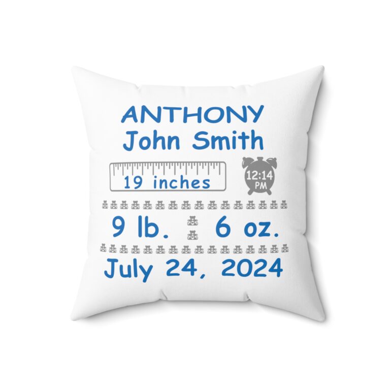 Personalized Baby Boy Birth Stats Pillow - Image 7