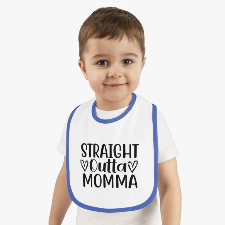 Straight Outta Momma Contrast Trim Bib - Image 14