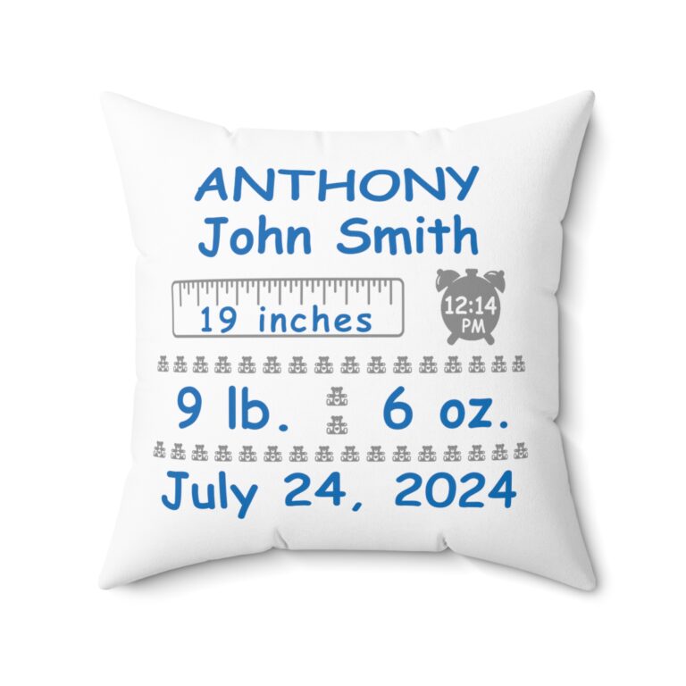 Personalized Baby Boy Birth Stats Pillow - Image 10