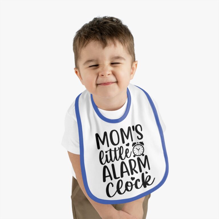 Mom's Little Alarm Clock Contrast Trim Bib - Image 15
