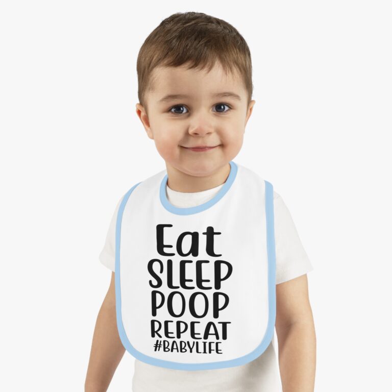 Eat, Sleep, Poop, Repeat Contrast Trim Bib - Image 5